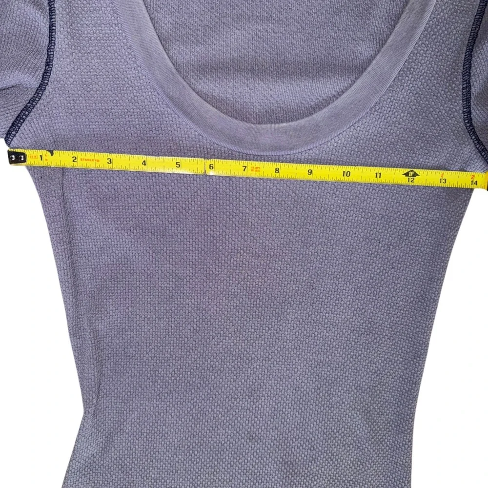Vintage Free People Motor Cuff Thermal Top M Lavender Purple Waffle Knit